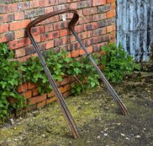 Ten weathered steel bowed garden plant supports, 100 cm w x 60 cm h