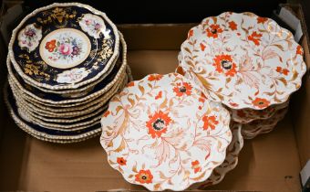 Twelve various early 19th century Derby plates (from the same service), painted with floral sprays