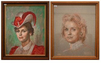 Bernard Hailstone - Two portraits of Lee Remick (American actress), one oil on canvas, signed andd