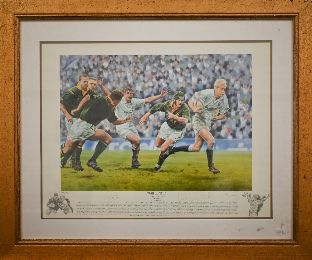 After Peter Cornwell - 'Will to win', ltd ed rugby print numbered 400/495, pencil signed by Will - Image 2 of 5