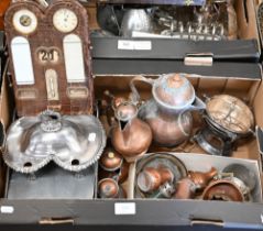 A vintage crocodile hide perpetual calendar (f/r), to/w an electroplated hot plate and egg-boiler