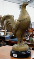 A spelter cockerel (probably advertising Courage Beer), 44cm high, on fibreglass base