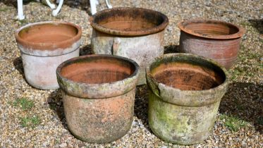 Five assorted old weathered terracotta planters, all a/f (5)