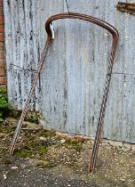 Ten weathered steel bowed garden plant supports, 100 cm w x 60 cm h