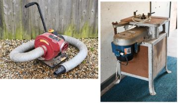 An old sawbench to/with a Rexon extractor unit on wheleed base, both a/f (2)