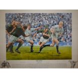 After Peter Cornwell - 'Will to win', ltd ed rugby print numbered 400/495, pencil signed by Will