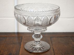 A 19th century large cut glass fruit comport on baluster stem and star-cut base 25 cm diam x 24 cm