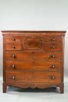 A mid 19th century Scottish mahogany chest, centred by a deep hat drawer flanked by two short