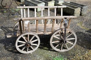 An old continental wooden garden dog cart, a/f