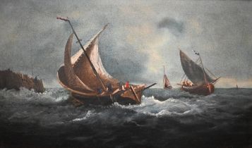 19th century English school - Marine scene, oil on canvas, 31 x 51 cm