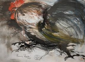 Georgina Maynard - 'Running Rooster', watercolour, signed and dated 2009, 41 x 56 cm