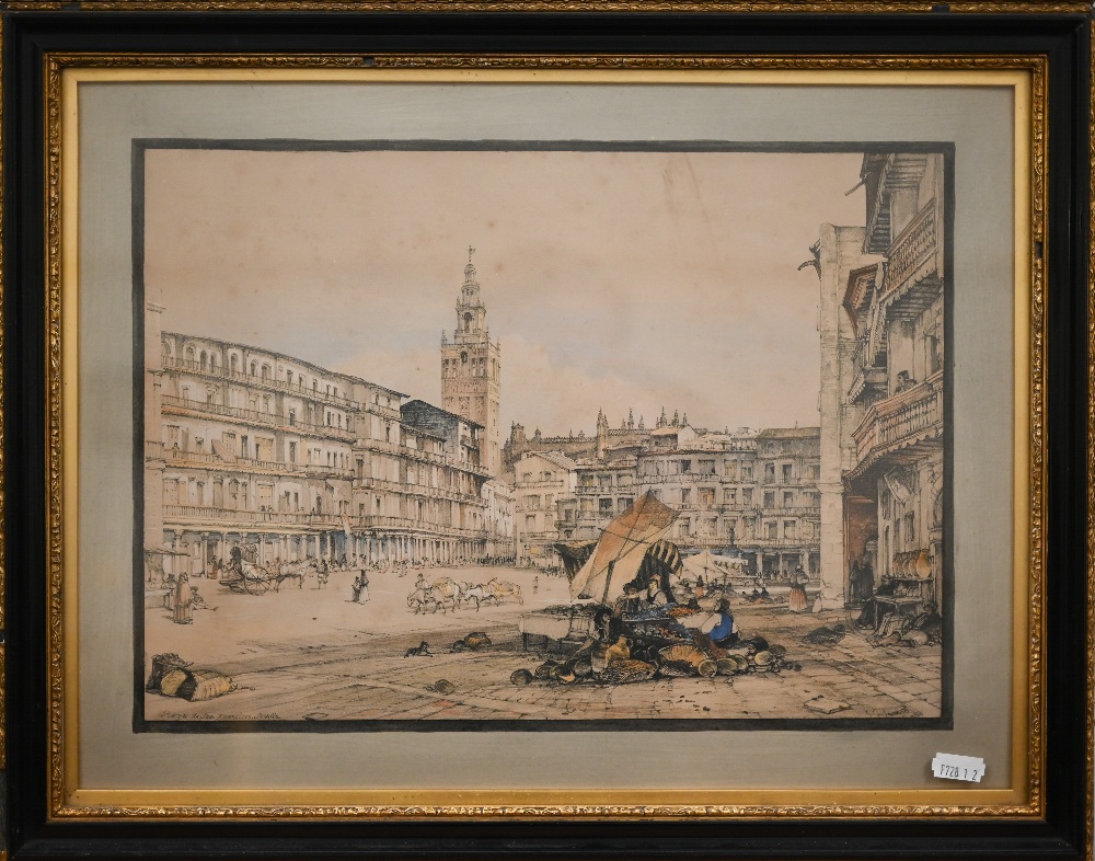 Two lithograph of Spanish city scenes Madrid and Seville, 25.5 x 36 cm (2) - Image 5 of 8