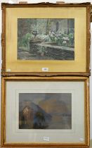 R S Mayer - 'A garden in Dickens land', watercolour, signed and dated '20 lower left, 27 x 38 cm