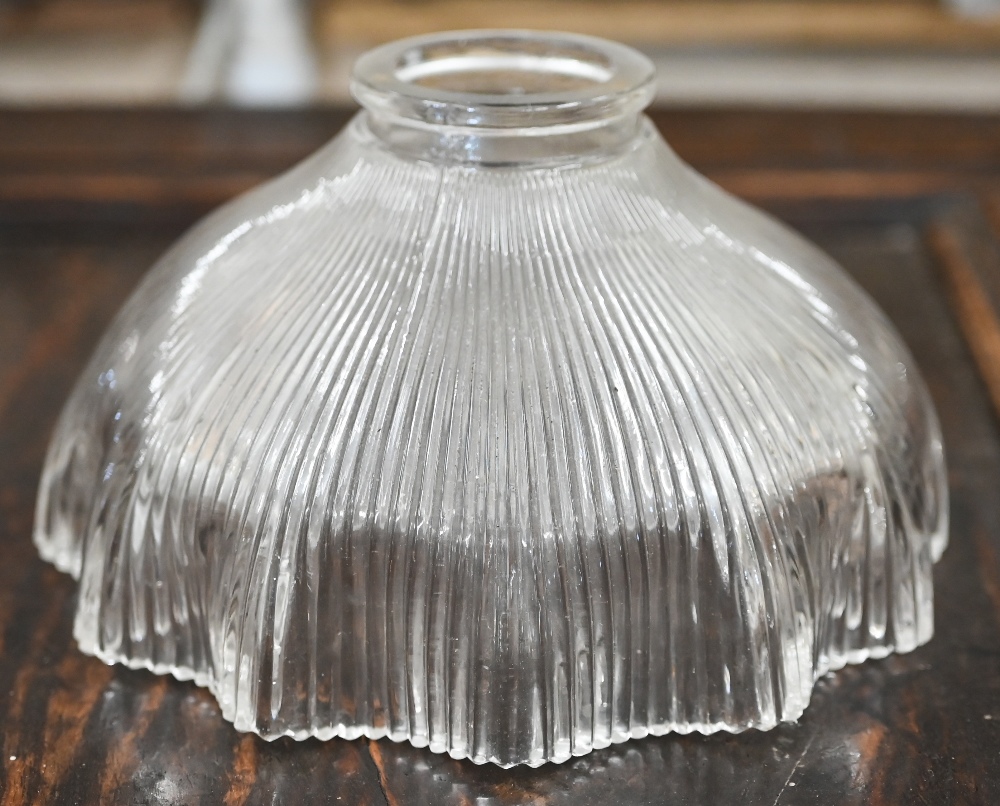 An Art Deco chrome and glass ceiling lightshade with frosted shell segments, to/w two other shell - Image 3 of 5