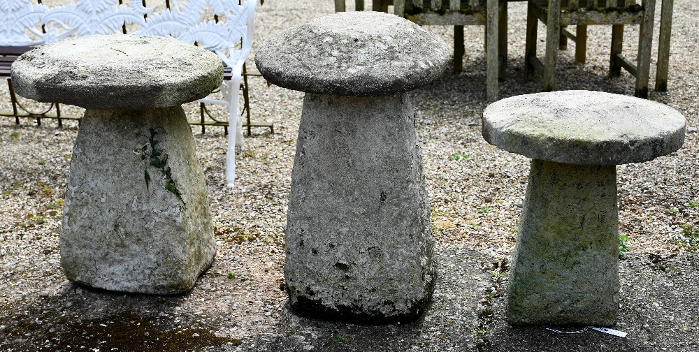 A trio of antique staddle stones and caps (3) - Image 2 of 5