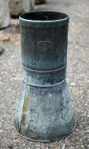 Negretti & Zambra, an Edwardian period patinated copper Snowdon pattern rain gauge, 60 cm h