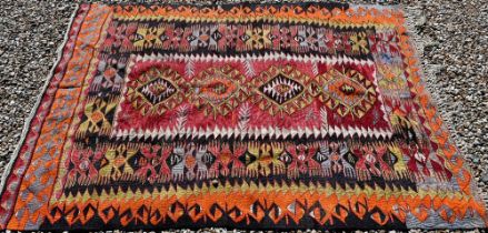 A Turkish geometric design kelim rug, 190 x 140 cm