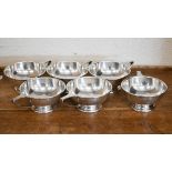 A set of six Mappin & Webb Mappin Plate half-pint cups with strap handles, in the manner of Keith
