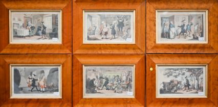 A set of six Rowlandson satirical prints, Dr Syntax etc, 12.5 x 21 cm (6)