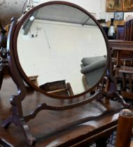 A large Victorian mahogany oval easel toilet mirror, 82 cm w x 68 cm h o/all