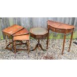 A reproduction mahogany veneer hall table with two drawers, 78 x 36 x 74 cm h to/w an octagonal '