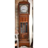 A German mahogany three-train longcase clock, 178cm high