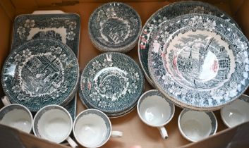 A Royal Tudor 'Coaching Taverns' pattern pottery dinner/tea service for six (37 pieces)