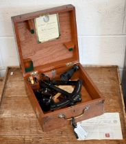 A Heath & Co (London) 'Hezzanith' sextant in teak case with Blue Funnel Line and Glen & Shire