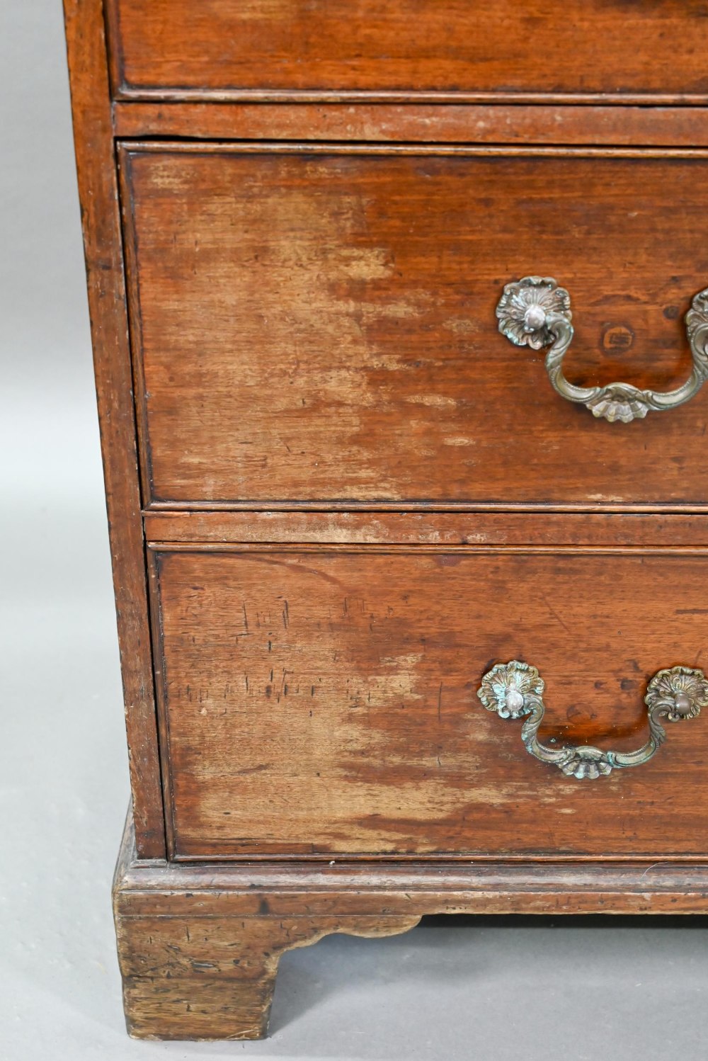 An associated two part George III mahogany chest on chest, the upper chest with canted pilasters, - Image 12 of 12