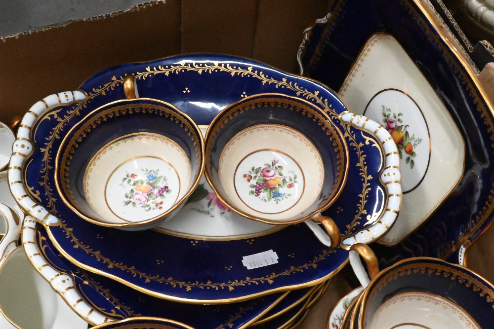 An Aynsley blue and gilt-bordered tea service with floral printed decoration to/w a similar Coalport - Image 3 of 3