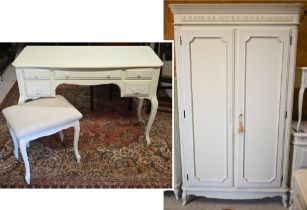 Laura Ashley 'Provencale' Ivory double wardrobe with panelled doors enclosing hanging rail and two