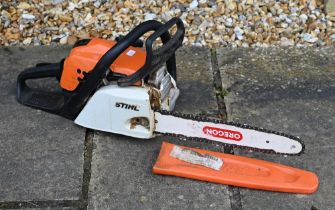 A Stihl MS171 petrol chainsaw to/with a Kometi petrol long reach hedge trimmer, both a/f (2)