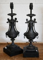 A pair of spelter Baroque-style table lamp 48 cm high (inc sockets)