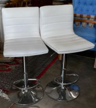 Pair modern swivel leatherette bar stools with height adjustable chromed bases (A/F) (2)