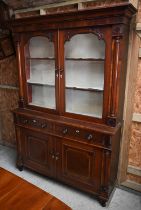 A 19th century mahogany cabinet bookcase, 152 x 45 x 226 cm h, a/f