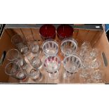 Various drinking glasses including two Bailey's glasses (box)