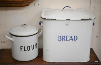 Two enamel bins for flour and bread (2)