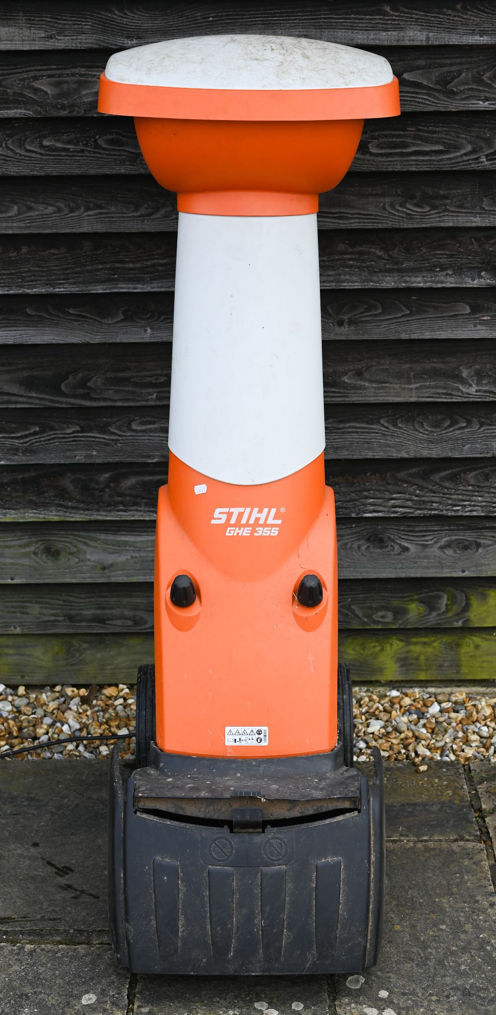 A Stihl GHE355 large 240v garden shredder wood chipper c/with safety helmet, goggles, ear - Image 2 of 5