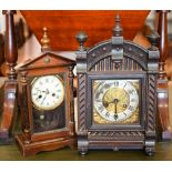 Two early 20th century German twin-train mantel clocks