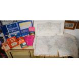 A quantity of vintage and later Ordnance Survey folding maps to/w various maritime charts etc