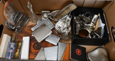Two silver-mounted scent-bottles and a quantity of ep ware, nut-crackers, cigarette cases, turned