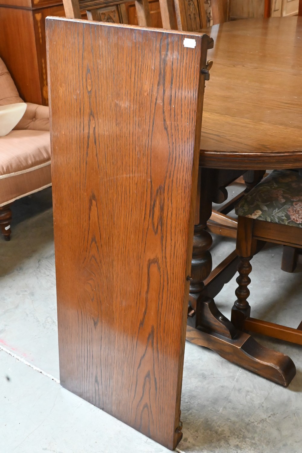 A 'Wood Brothers' Old Charm extending dining table with leaf, on turned pillars tied with a - Image 6 of 6