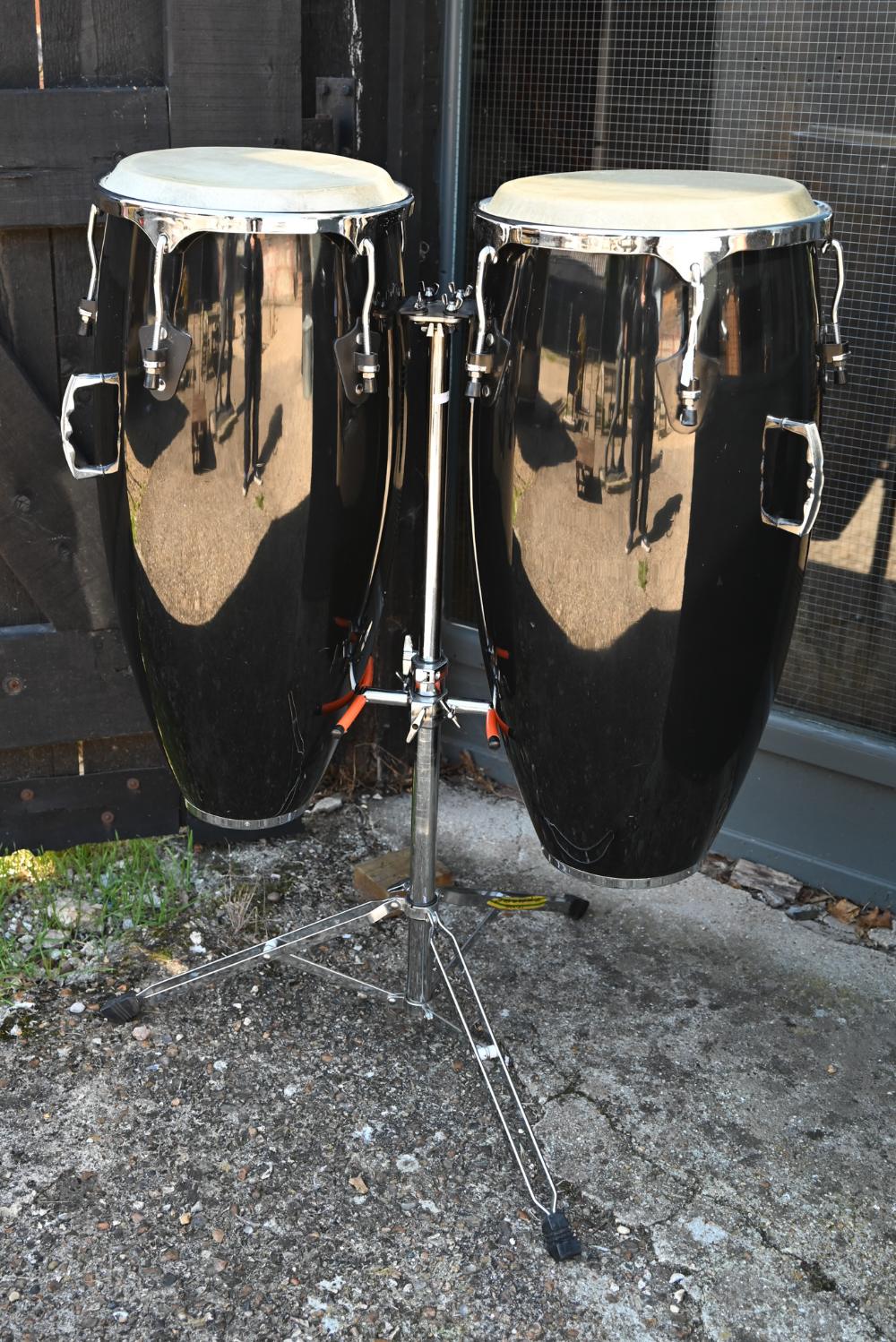 A pair of conga drums, 75 cm, on stand - Image 2 of 6