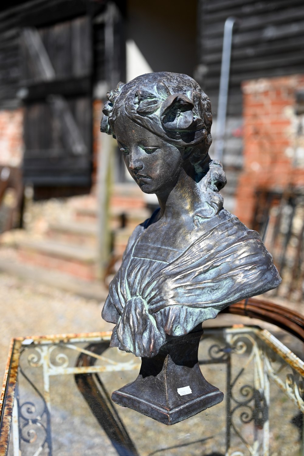 A bronzed cast composite bust of Josephine, 47 cm h