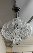 A moulded glass ceiling light with nine-bound lobes, 41 cm diam