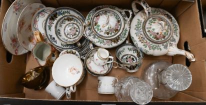 A Victorian Felspar porcelain floral-printed part tea service including teapot, sugar basin and milk