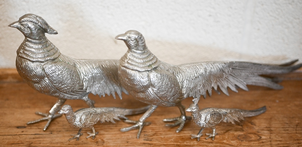 Two ep pheasant table ornaments 28 cm long to/w a miniature pair and other ornamental metalware ( - Image 3 of 7