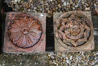 Two Victorian terracotta decorative bricks (2)