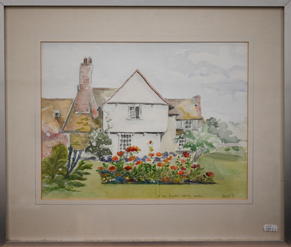 Joyce Percival - Anemonies, gouache, 35 x 24 cm; Prescott - '...in an English country garden', - Image 13 of 22
