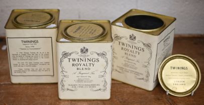 Three 500g tins for Twinings Royalty Blend tea (one empty), from Clarence House